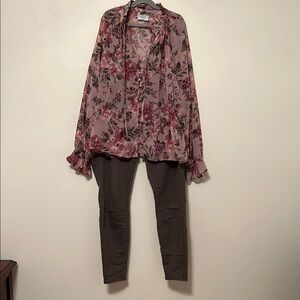 Floral Blouse and Pants Set